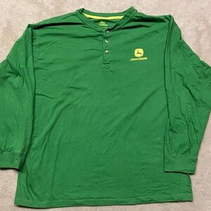 John Deere Green Long Sleeve Henley Shirt and holiday gift wrap bundle